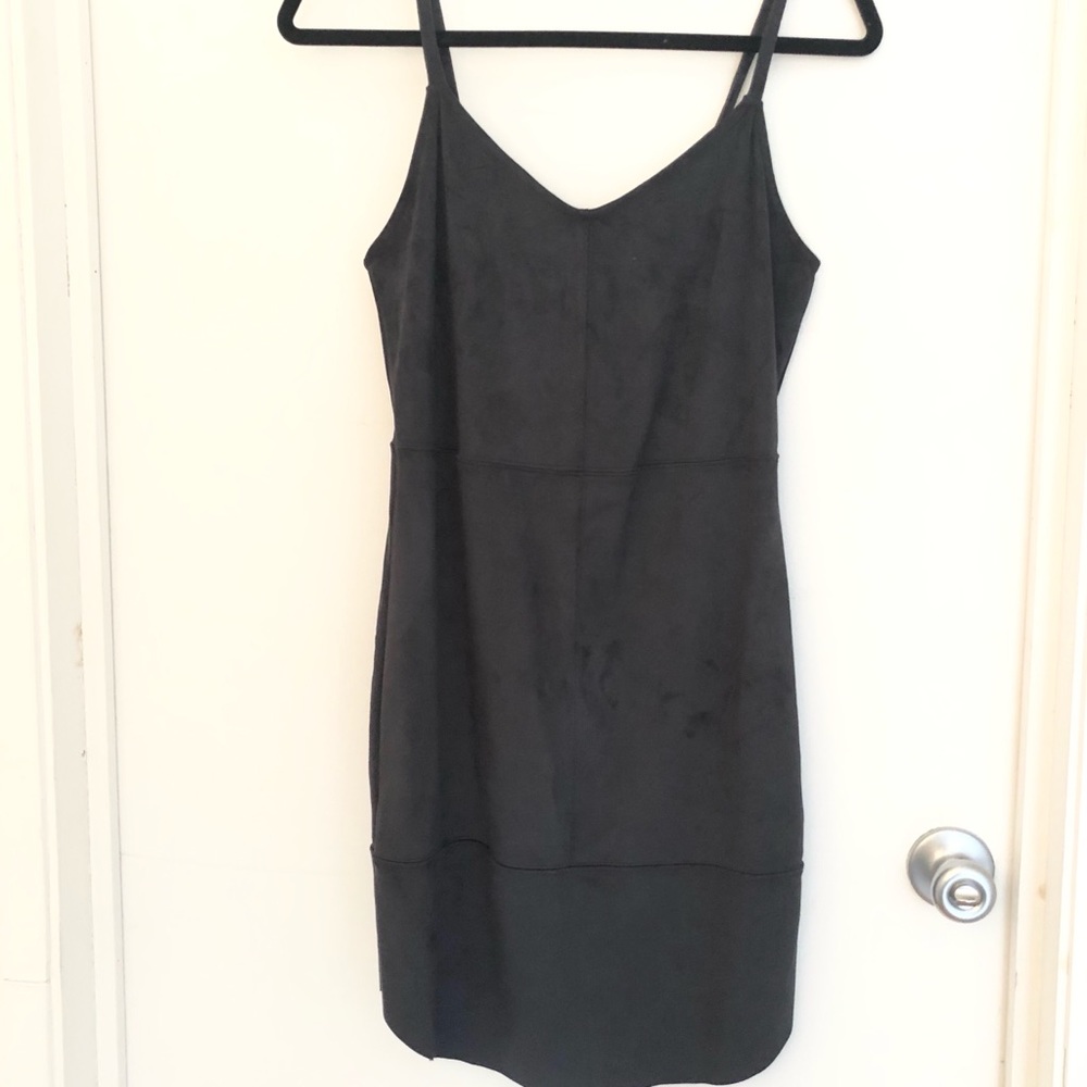 Faux suede navy dress